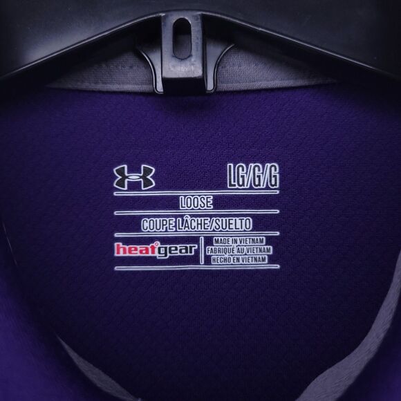 Under Armour Polo Shirt Mens Large Purple Performance Loose HeatGear Tech - Picture 12 of 14